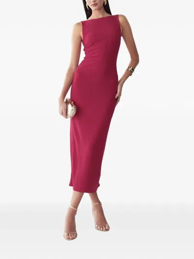 Bwldr Boat-neck Midi Dress In Pink