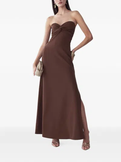 Bwldr Chase Twist-detail Strapless Maxi Dress In Brown