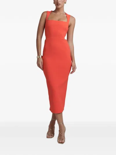 Bwldr Cut-out Sleeveless Midi Dress In Red