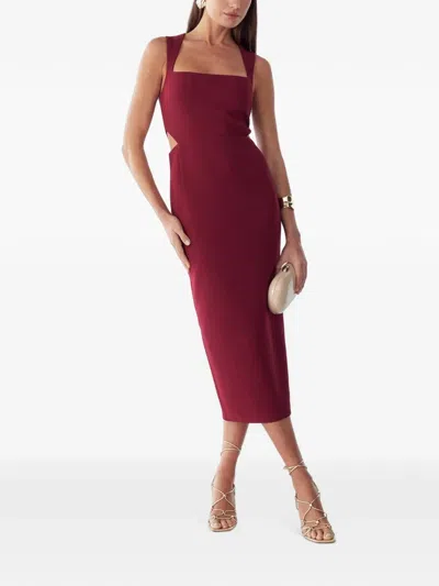 Bwldr Cut-out Square-neck Midi Dress In Burgundy