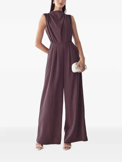 Bwldr Draped Sleeveless Jumpsuit In Purple