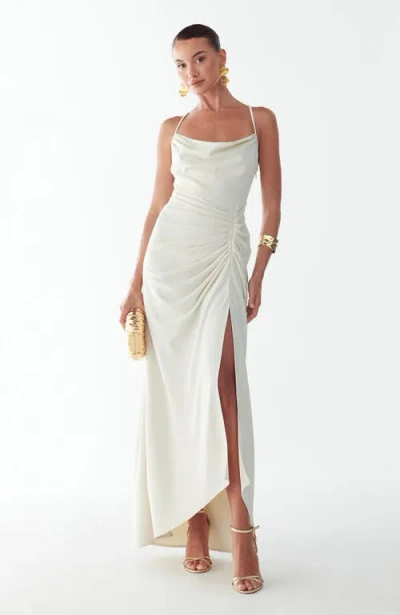 Bwldr Eliza Draped Maxi Dress In White