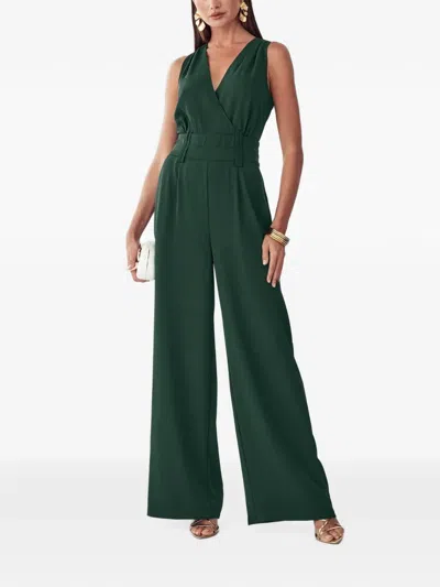 Bwldr Glade Sleeveless Wrap-front Jumpsuit In Green