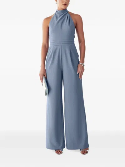 Bwldr Halterneck Jumpsuit In Blue