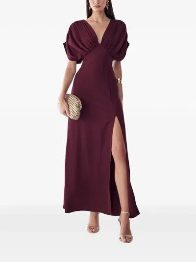 Bwldr Laila Ruched Side-slit Maxi Dress In Pink