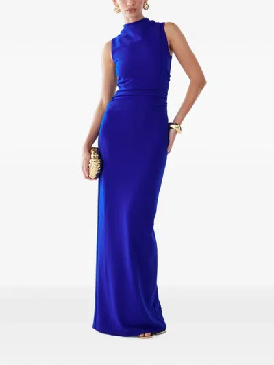 Bwldr Lana Sleeveless Ruched Maxi Dress In Blue