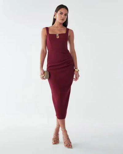 Bwldr Mayan Midi Dress In Burgundy