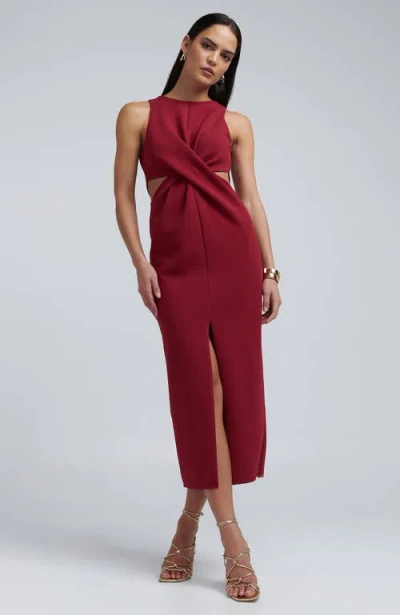 Bwldr Newark Midi Dress In Burgundy