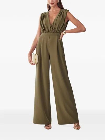Bwldr Pleated Sleeveless Jumpsuit In Green