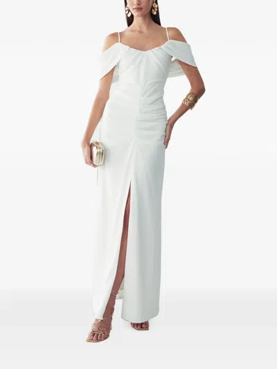 Bwldr Ruched Cold-shoulder Maxi Dress In White
