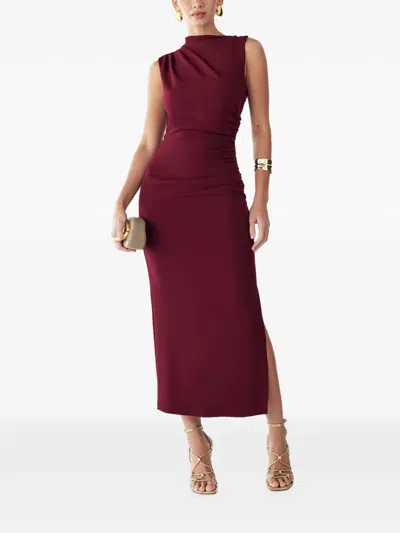 Bwldr Ruched Sleeveless Midi Dress In Brown