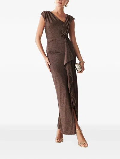 Bwldr Ruffled-embellishment Maxi Dress In Brown