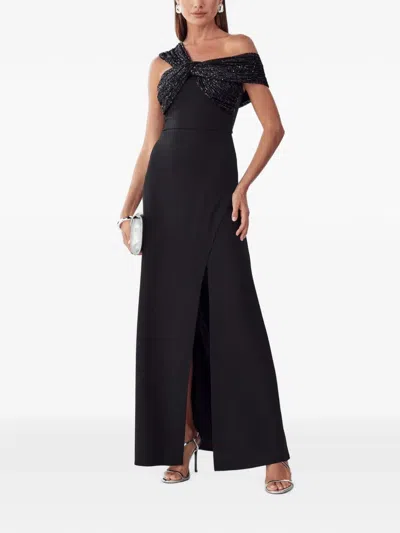 Bwldr Sequin-embellished Off-shoulder Maxi Dress In Black