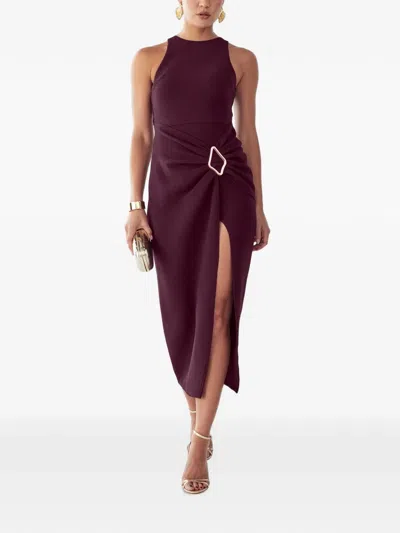 Bwldr Soraye Buckle-detail Midi Dress In Animal Print