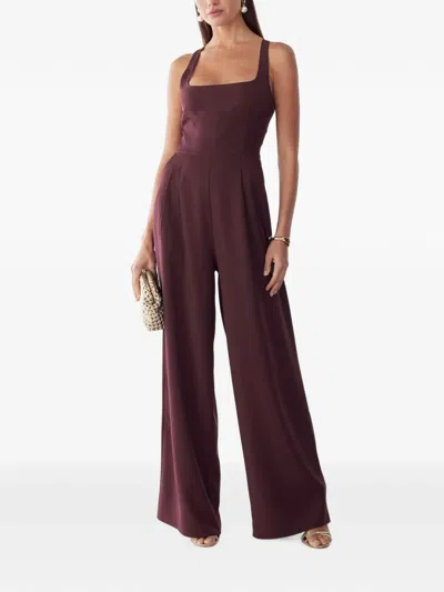 Bwldr Square-neck Jumpsuit In Burgundy