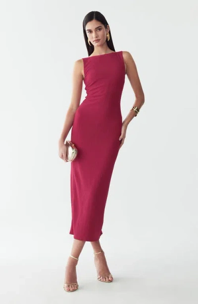 Bwldr Suny Midi Dress In Burgundy