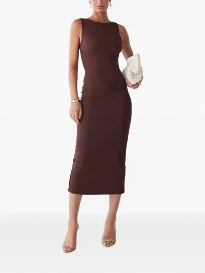 Bwldr Suny Textured Sleeveless Midi Dress In Brown