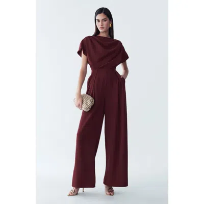Bwldr Tina Jumpsuit In Burgundy