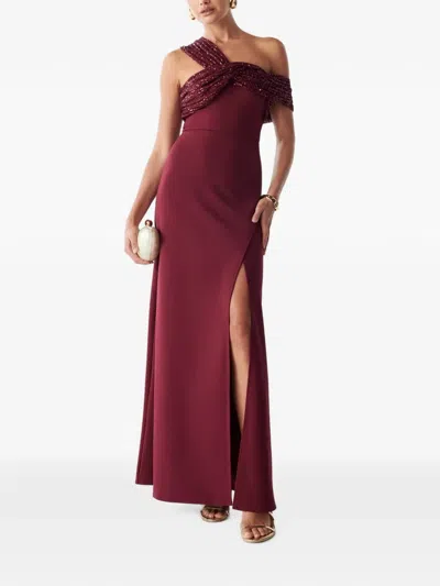 Bwldr Trisha One-shoulder Maxi Dress In Burgundy
