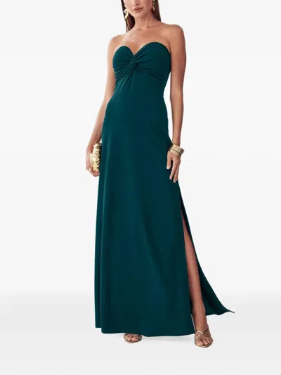 Bwldr Twist-detail Strapless Maxi Dress In Green