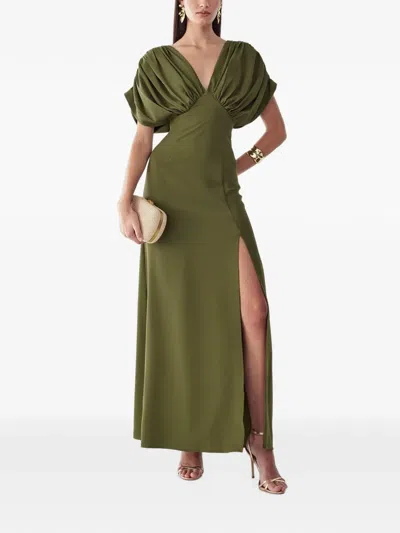 Bwldr V-neck Maxi Dress In Green