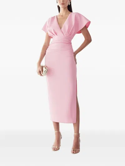 Bwldr V-neck Midi Dress In Pink