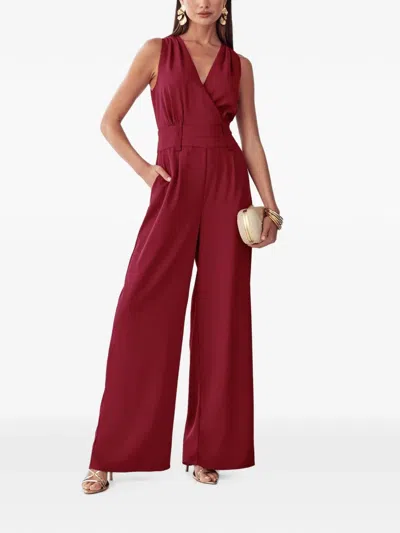 Bwldr Wrap-style Sleeveless Jumpsuit In Red