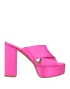 By A. Woman Sandals Magenta Size 7 Textile Fibers In Pink