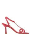 By A. Woman Sandals Red Size 8 Leather In Red