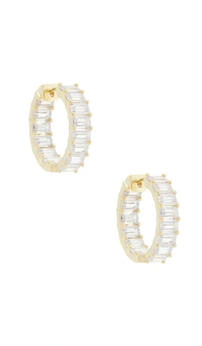 By Adina Eden Baguette Hoop Earring In Gold