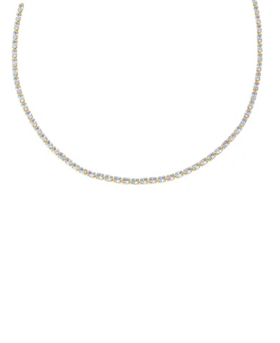 By Adina Eden Colored Gold Plated Four Prong Tennis Choker In Brown