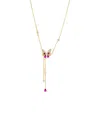 By Adina Eden Colored Pave Butterfly Cubic Zirconia Station Lariat Necklace In Gold