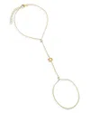 By Adina Eden Cubic Zirconia & Star Of David Hand Chain Bracelet In 14k Gold Plated Sterling Silver In Gold