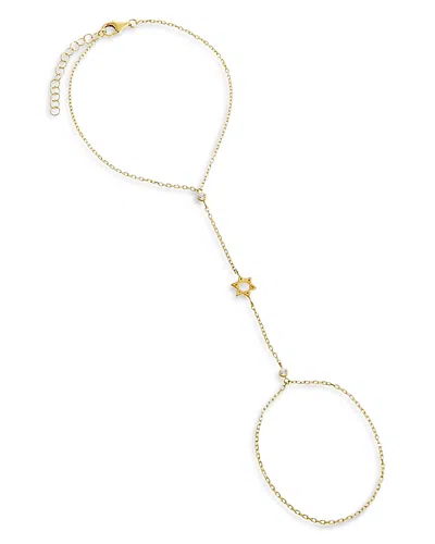 By Adina Eden Cubic Zirconia & Star Of David Hand Chain Bracelet In 14k Gold Plated Sterling Silver