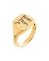 By Adina Eden Cubic Zirconia Baguette Chai Signet Pinky Ring