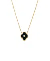 By Adina Eden Cubic Zirconia Bezel Colored Stone Clover Pendant Necklace