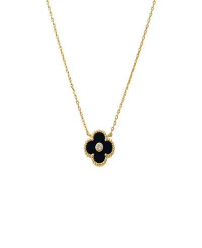 By Adina Eden Cubic Zirconia Bezel Colored Stone Clover Pendant Necklace
