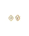 By Adina Eden Cubic Zirconia Bezel Colored Stone Clover Stud Earrings