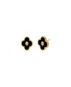 By Adina Eden Cubic Zirconia Bezel Colored Stone Clover Stud Earrings