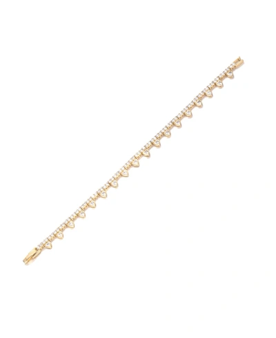 By Adina Eden Cubic Zirconia Bezel Heart Rimmed Tennis Bracelet In Gold