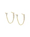 By Adina Eden Cubic Zirconia Double Stud Chain Earrings