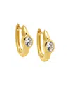 By Adina Eden Cubic Zirconia Gold Plated Gold Plated Ascher Bezel Huggie Earrings In Brown