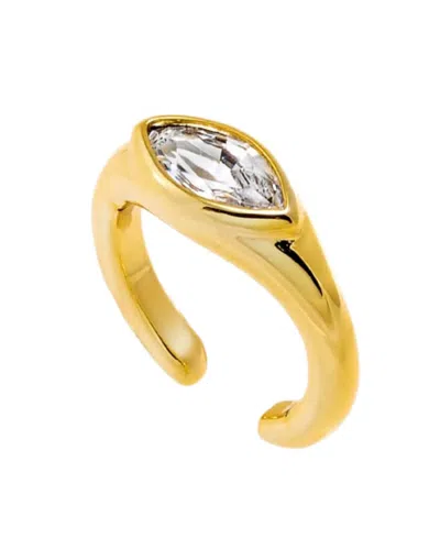 By Adina Eden Cubic Zirconia Gold Plated Gold Plated Marquise Bezel Cuff Earrings In Brown