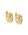 By Adina Eden Cubic Zirconia Gold Plated Gold Plated Marquise Bezel Huggie Earrings In Brown