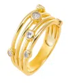 By Adina Eden Cubic Zirconia Gold Plated Graduated Scattered Bezel Ring In Brown
