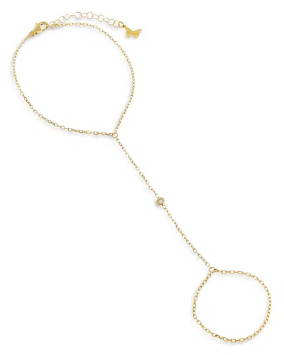 By Adina Eden Cubic Zirconia Hand Chain Bracelet In 14k Gold Plated Sterling Silver