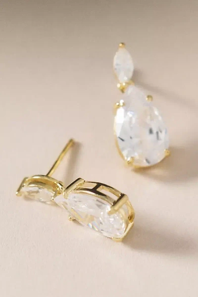 By Adina Eden Cubic Zirconia Marquise X Pear Dangle Stud Earrings In Gold