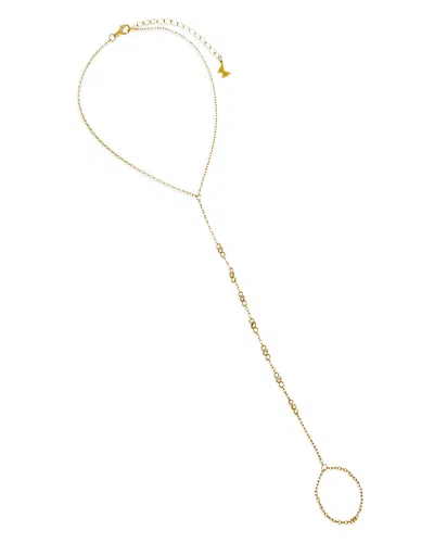 By Adina Eden Cubic Zirconia Multi Embedded Bezel Hand Chain In Gold