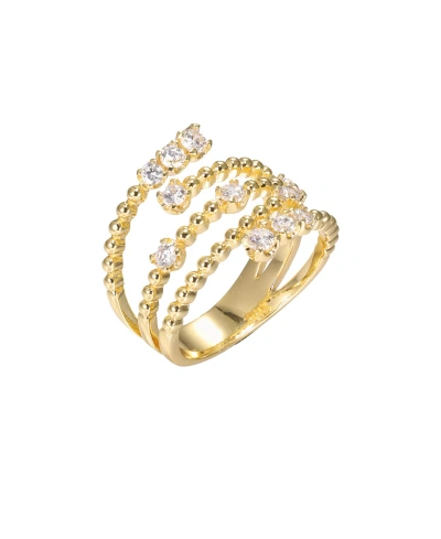 By Adina Eden Cubic Zirconia Multi Row Open Beaded Ring In Gold