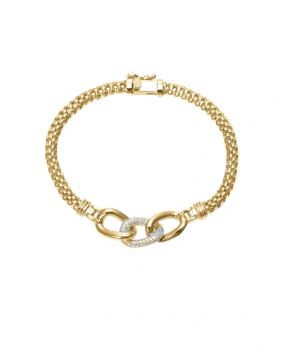 By Adina Eden Cubic Zirconia Pave Accented Link Chain Bracelet In Gold